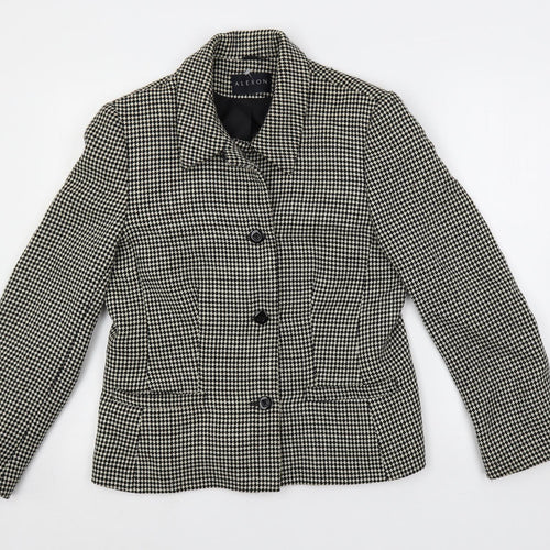 Alexon Womens Black Geometric Jacket Blazer Size 14 Button