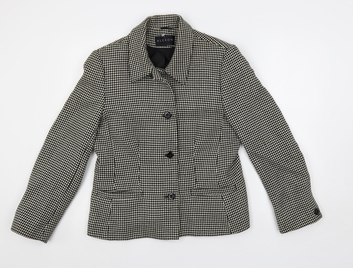 Alexon Womens Black Geometric Jacket Blazer Size 14 Button