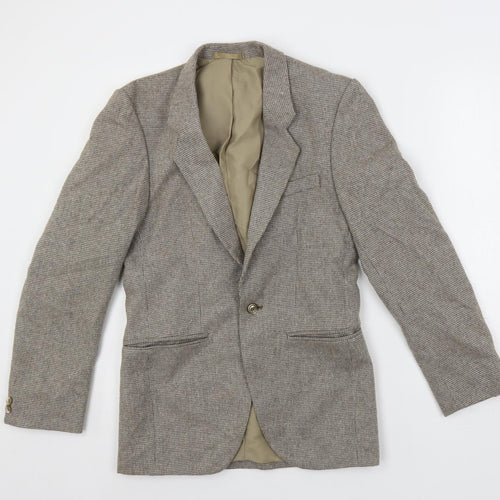 Stefan Mens Beige Geometric Polyester Jacket Blazer Size 36 Regular