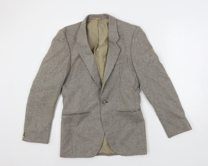 Stefan Mens Beige Geometric Polyester Jacket Blazer Size 36 Regular