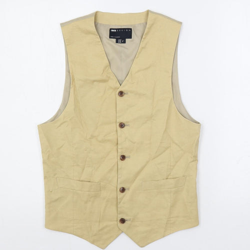 ASOS Mens Beige Cotton Jacket Suit Waistcoat Size 36 Regular