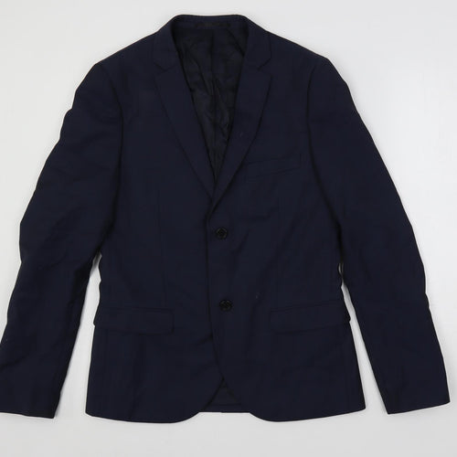 Topman Mens Blue Polyester Jacket Suit Jacket Size 38 Regular