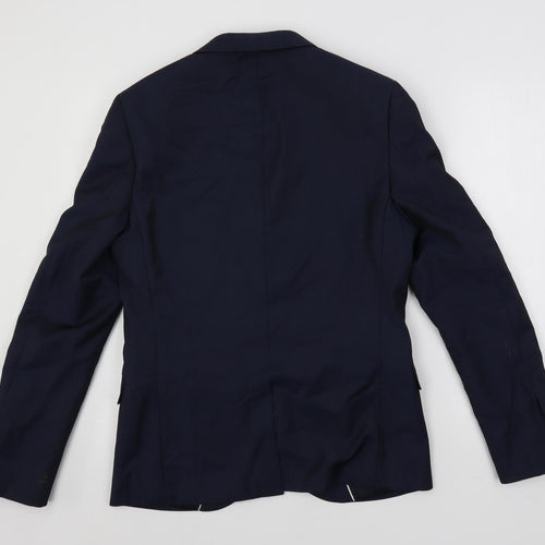 Topman Mens Blue Polyester Jacket Suit Jacket Size 38 Regular