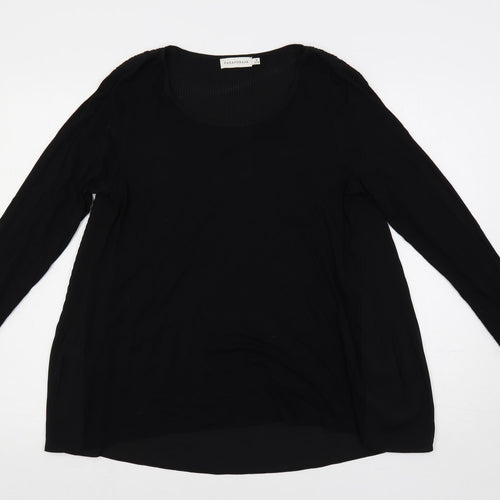 Paraphrase Womens Black Polyester Basic Blouse Size M Round Neck