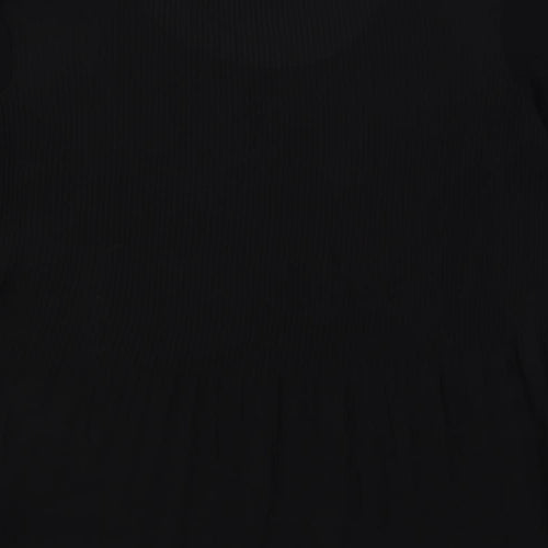 Paraphrase Womens Black Polyester Basic Blouse Size M Round Neck