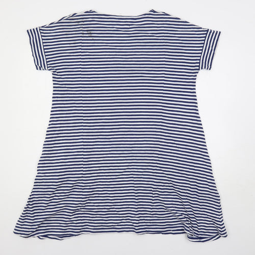 Seasalt Womens Blue Striped Cotton T-Shirt Dress Size 14 Boat Neck Pullover - Pockets
