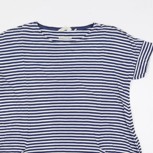 Seasalt Womens Blue Striped Cotton T-Shirt Dress Size 14 Boat Neck Pullover - Pockets