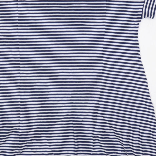 Seasalt Womens Blue Striped Cotton T-Shirt Dress Size 14 Boat Neck Pullover - Pockets