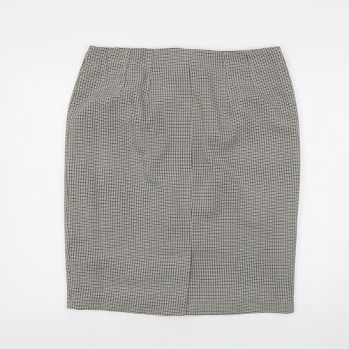 Marks and Spencer Womens Beige Geometric Polyester Straight & Pencil Skirt Size 16 Button - Lined