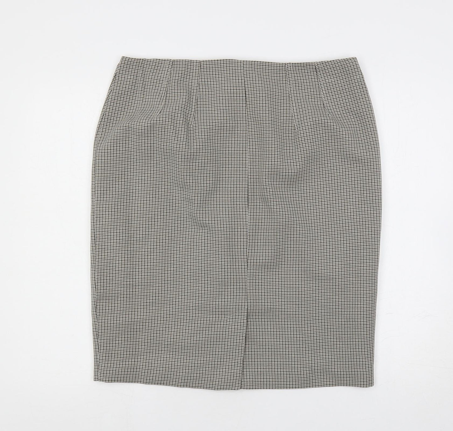 Marks and Spencer Womens Beige Geometric Polyester Straight & Pencil Skirt Size 16 Button - Lined