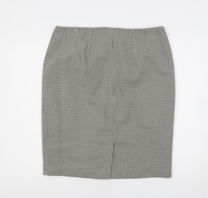 Marks and Spencer Womens Beige Geometric Polyester Straight & Pencil Skirt Size 16 Button - Lined