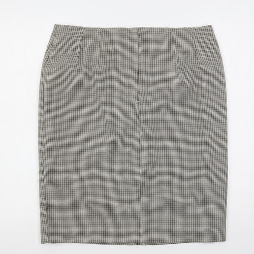 Marks and Spencer Womens Beige Geometric Polyester Straight & Pencil Skirt Size 16 Button - Lined