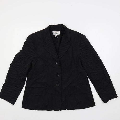 Louben Womens Black Striped Jacket Blazer Size 16 Button
