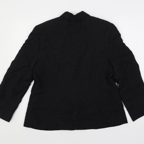 Louben Womens Black Striped Jacket Blazer Size 16 Button