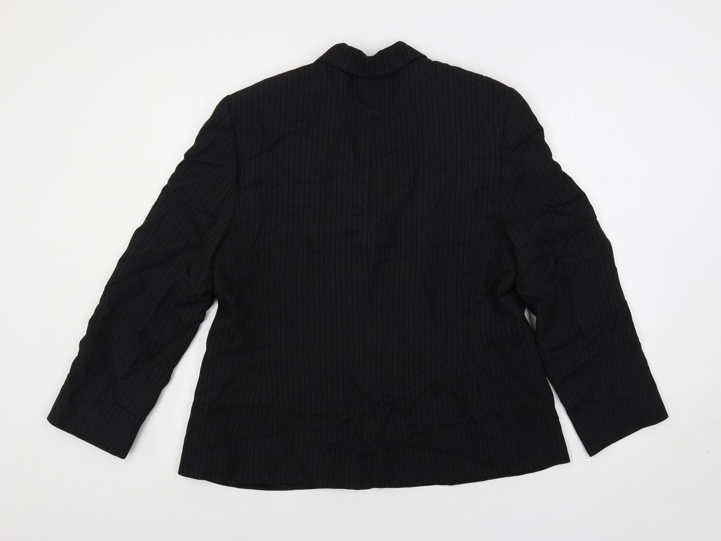 Louben Womens Black Striped Jacket Blazer Size 16 Button