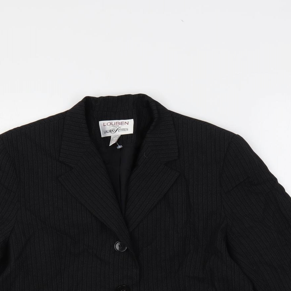 Louben Womens Black Striped Jacket Blazer Size 16 Button
