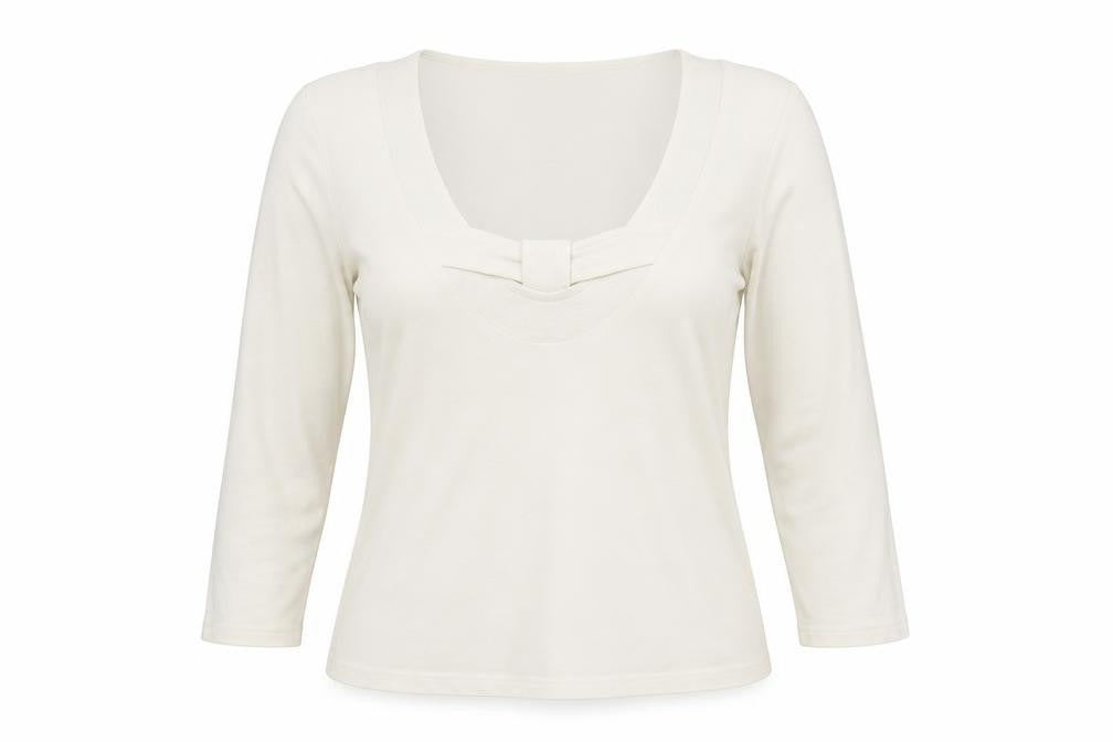 Front view of Alex & Co. women’s white viscose basic blouse, size UK 12, scoop neck