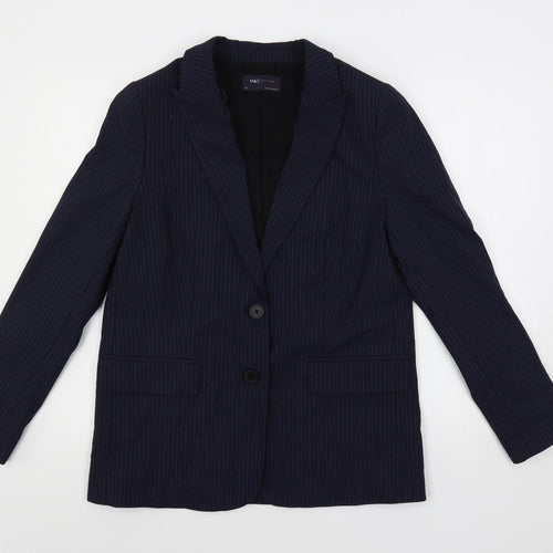 Marks and Spencer Womens Blue Striped Jacket Blazer Size 10 Button
