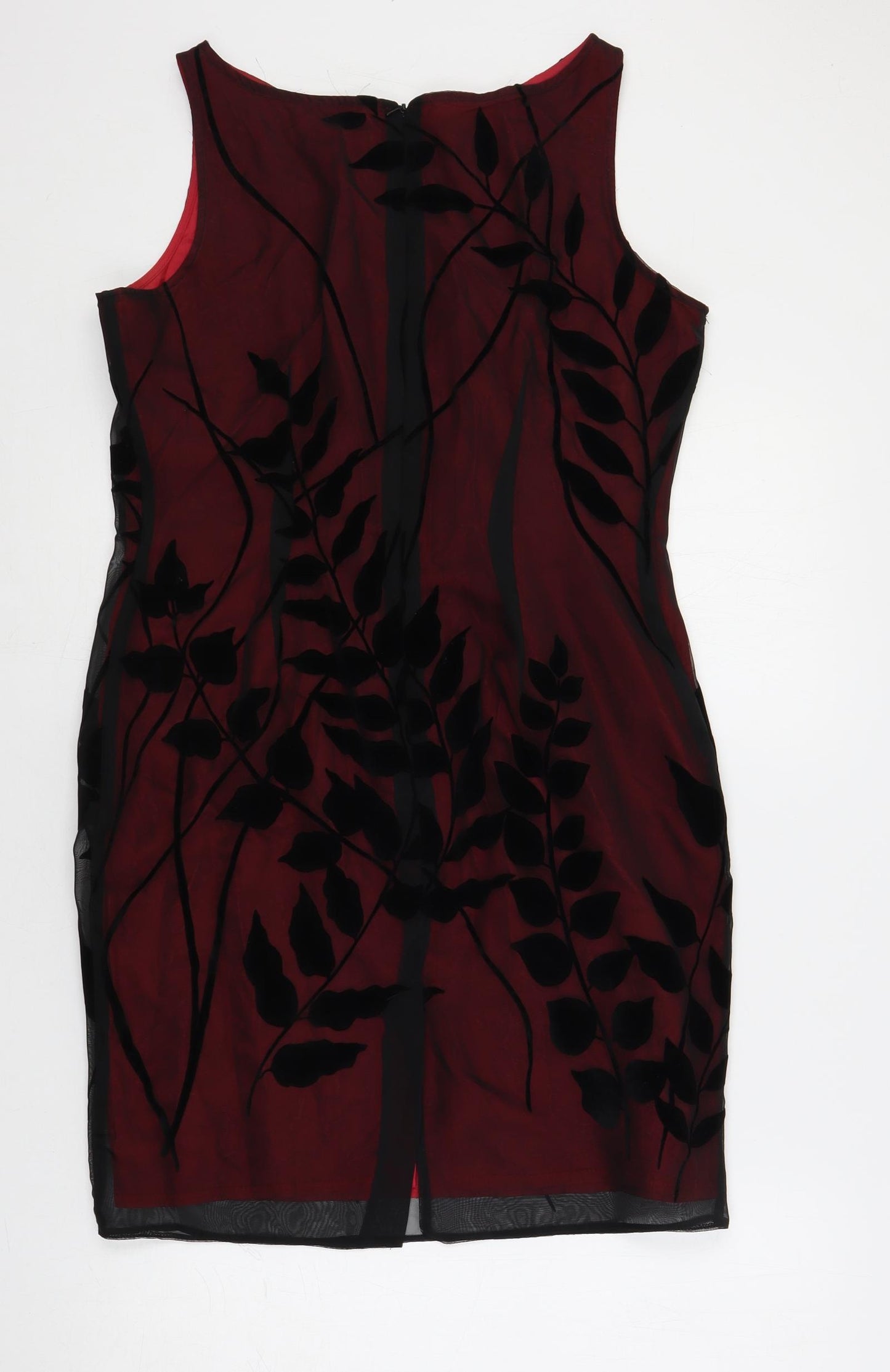 Opera Womens Red Geometric Polyester Shift Size 14 Boat Neck Zip - Lined