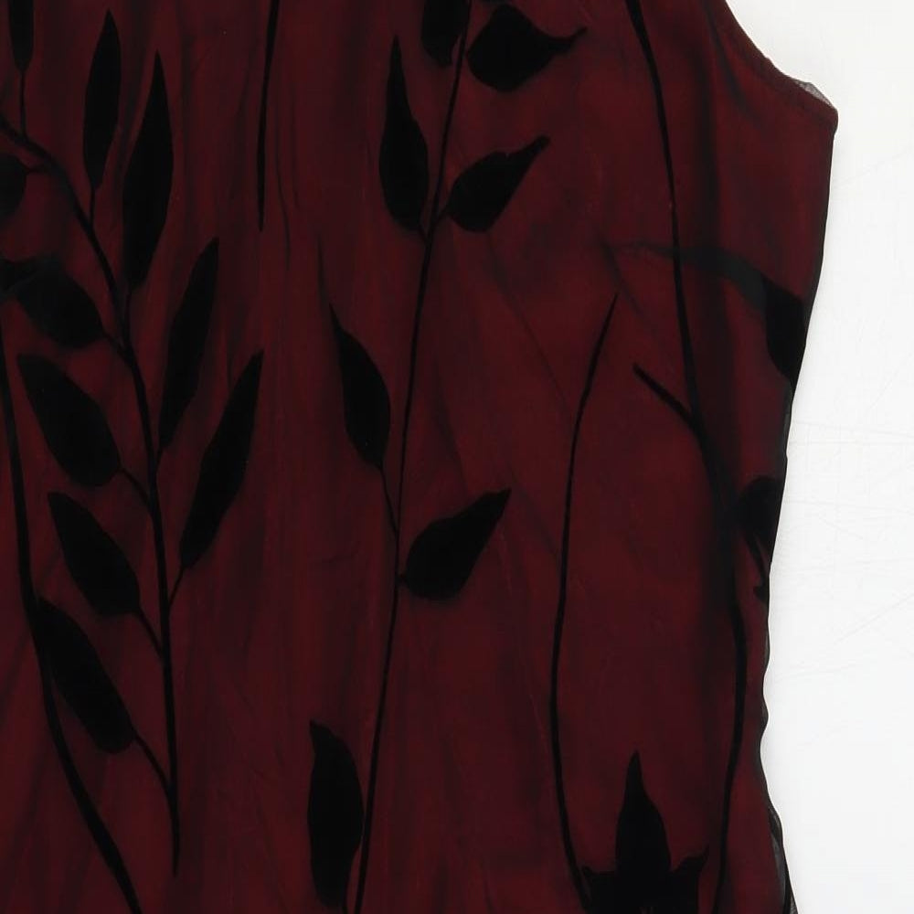 Opera Womens Red Geometric Polyester Shift Size 14 Boat Neck Zip - Lined