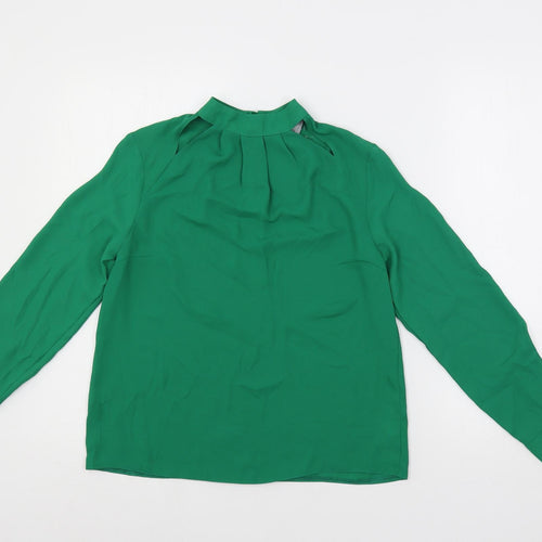 Dorothy Perkins Womens Green Polyester Basic Blouse Size 4 Mock Neck - Neckline Detail