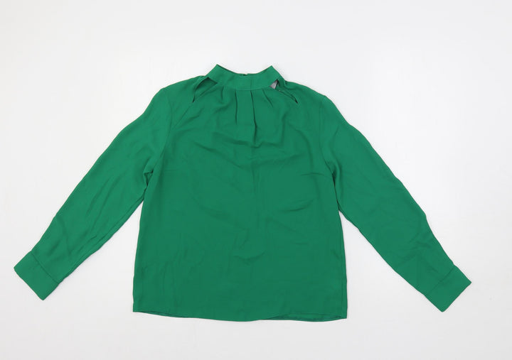 Dorothy Perkins Womens Green Polyester Basic Blouse Size 4 Mock Neck - Neckline Detail