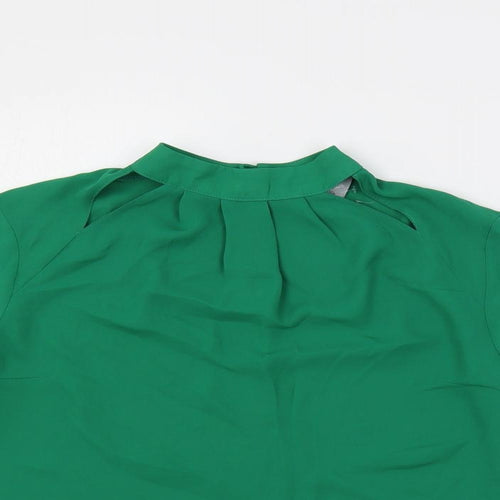 Dorothy Perkins Womens Green Polyester Basic Blouse Size 4 Mock Neck - Neckline Detail