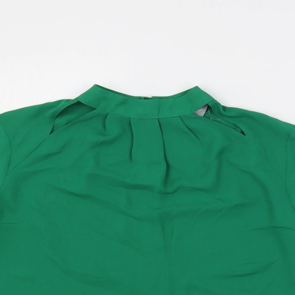 Dorothy Perkins Womens Green Polyester Basic Blouse Size 4 Mock Neck - Neckline Detail
