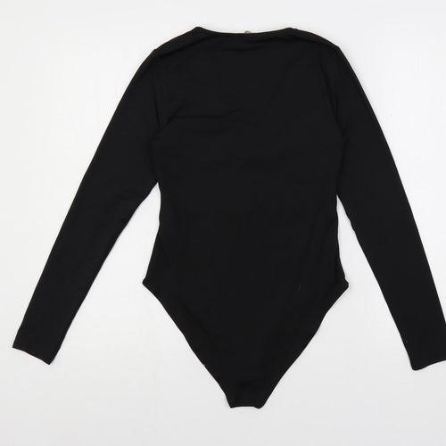 H&M Womens Black Polyester Bodysuit One-Piece Size S Snap