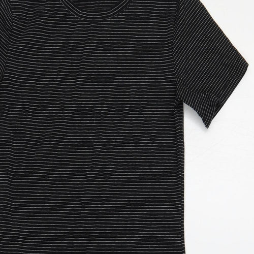 H&M Womens Black Striped Cotton T-Shirt Dress Size S Crew Neck Pullover
