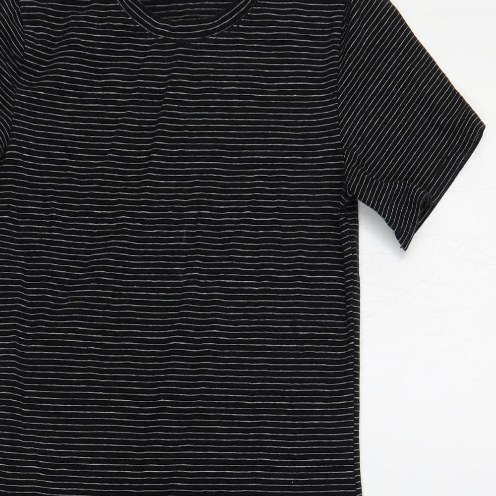 H&M Womens Black Striped Cotton T-Shirt Dress Size S Crew Neck Pullover