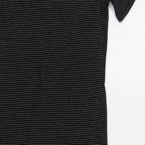 H&M Womens Black Striped Cotton T-Shirt Dress Size S Crew Neck Pullover
