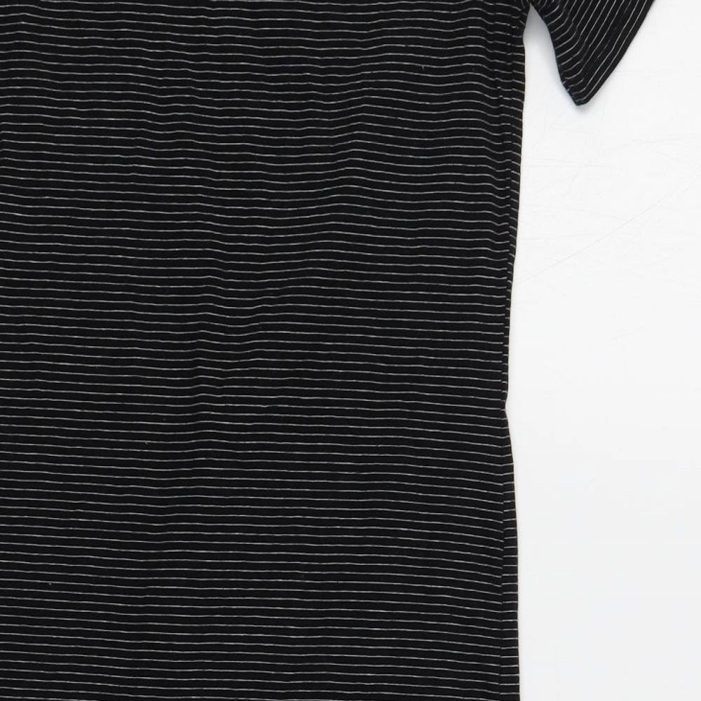 H&M Womens Black Striped Cotton T-Shirt Dress Size S Crew Neck Pullover