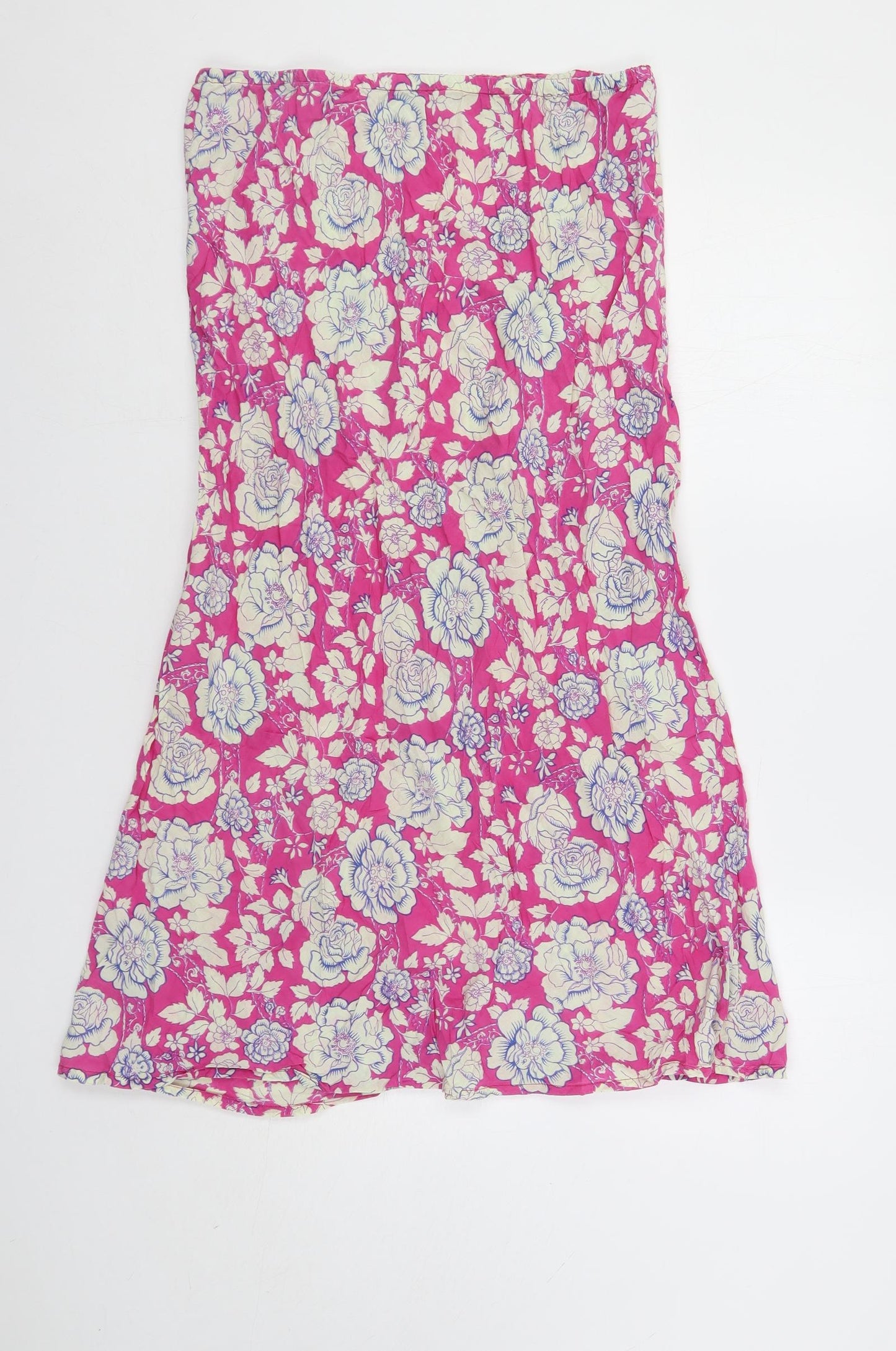 EAST Womens Pink Floral Cotton Maxi Skirt Size 12 - Elastic Waist