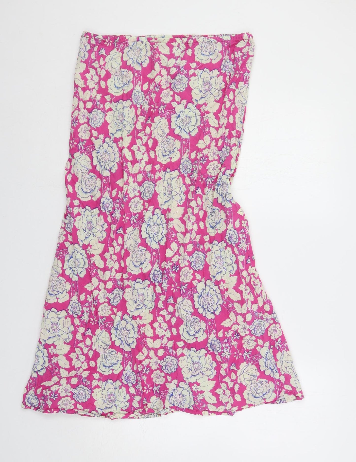 EAST Womens Pink Floral Cotton Maxi Skirt Size 12 - Elastic Waist
