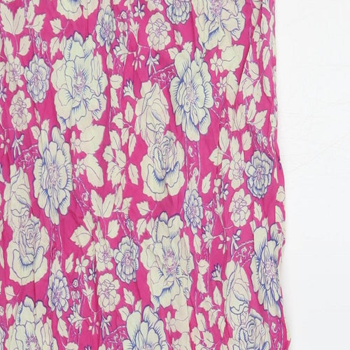 EAST Womens Pink Floral Cotton Maxi Skirt Size 12 - Elastic Waist
