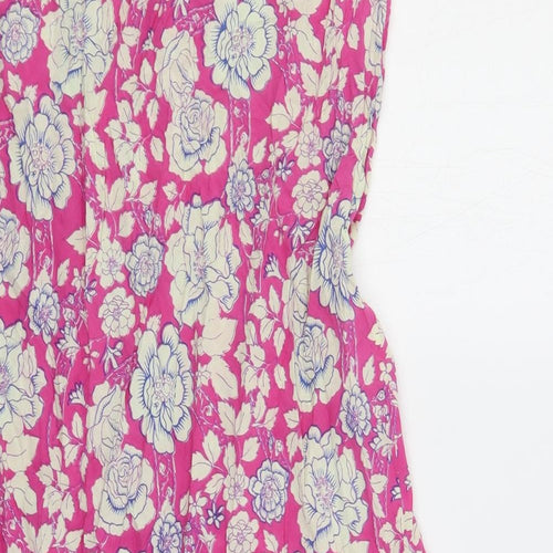 EAST Womens Pink Floral Cotton Maxi Skirt Size 12 - Elastic Waist