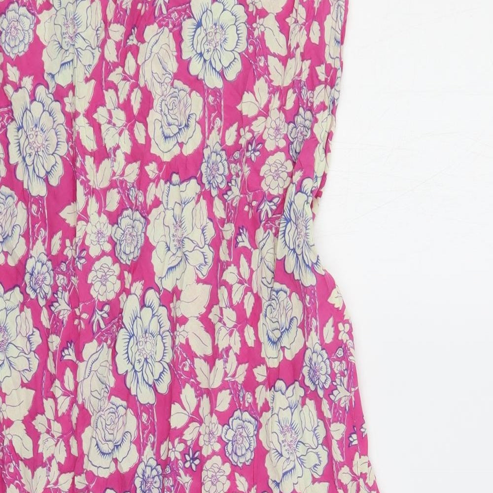 EAST Womens Pink Floral Cotton Maxi Skirt Size 12 - Elastic Waist