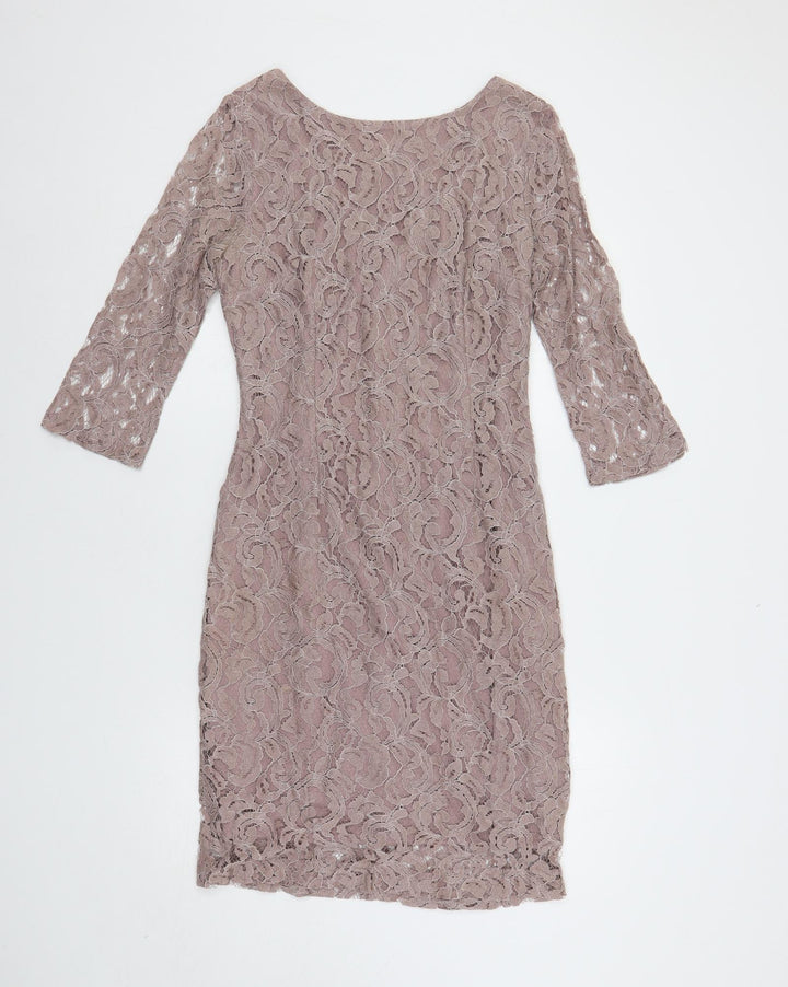 Roman Womens Pink Cotton Pencil Dress Size 12 Boat Neck Zip - Lined