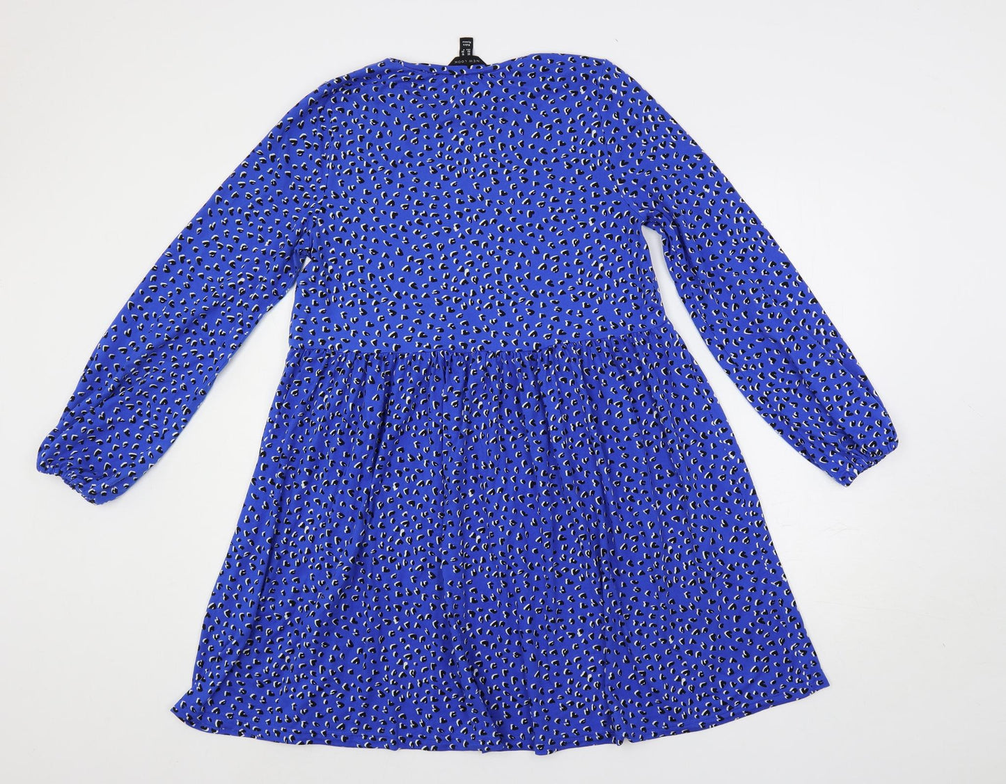 New Look Womens Blue Animal Print Polyester A-Line Size 10 Crew Neck Pullover