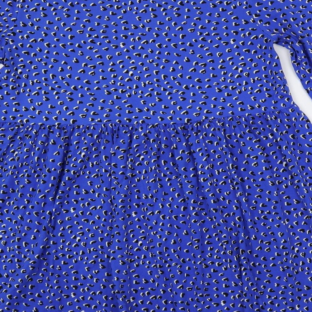 New Look Womens Blue Animal Print Polyester A-Line Size 10 Crew Neck Pullover