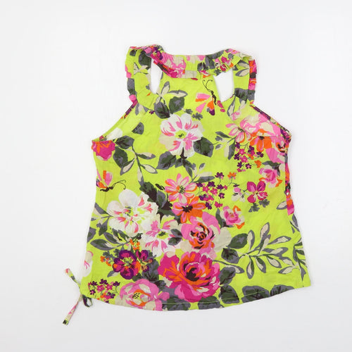 NEXT Womens Multicoloured Floral Cotton Basic Blouse Size 8 V-Neck - Sequin