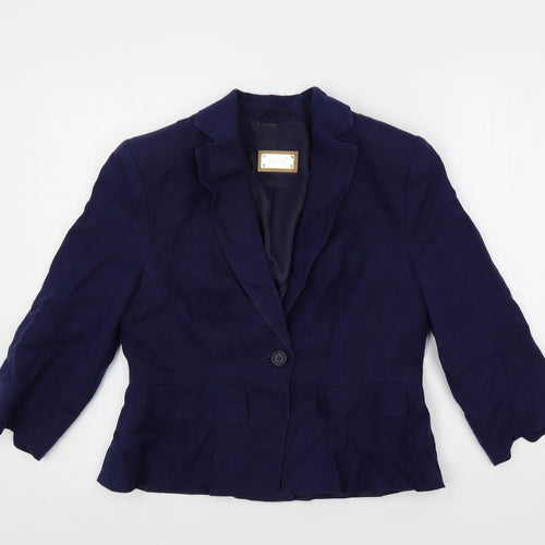 Per Una Womens Blue Jacket Blazer Size 10 Button
