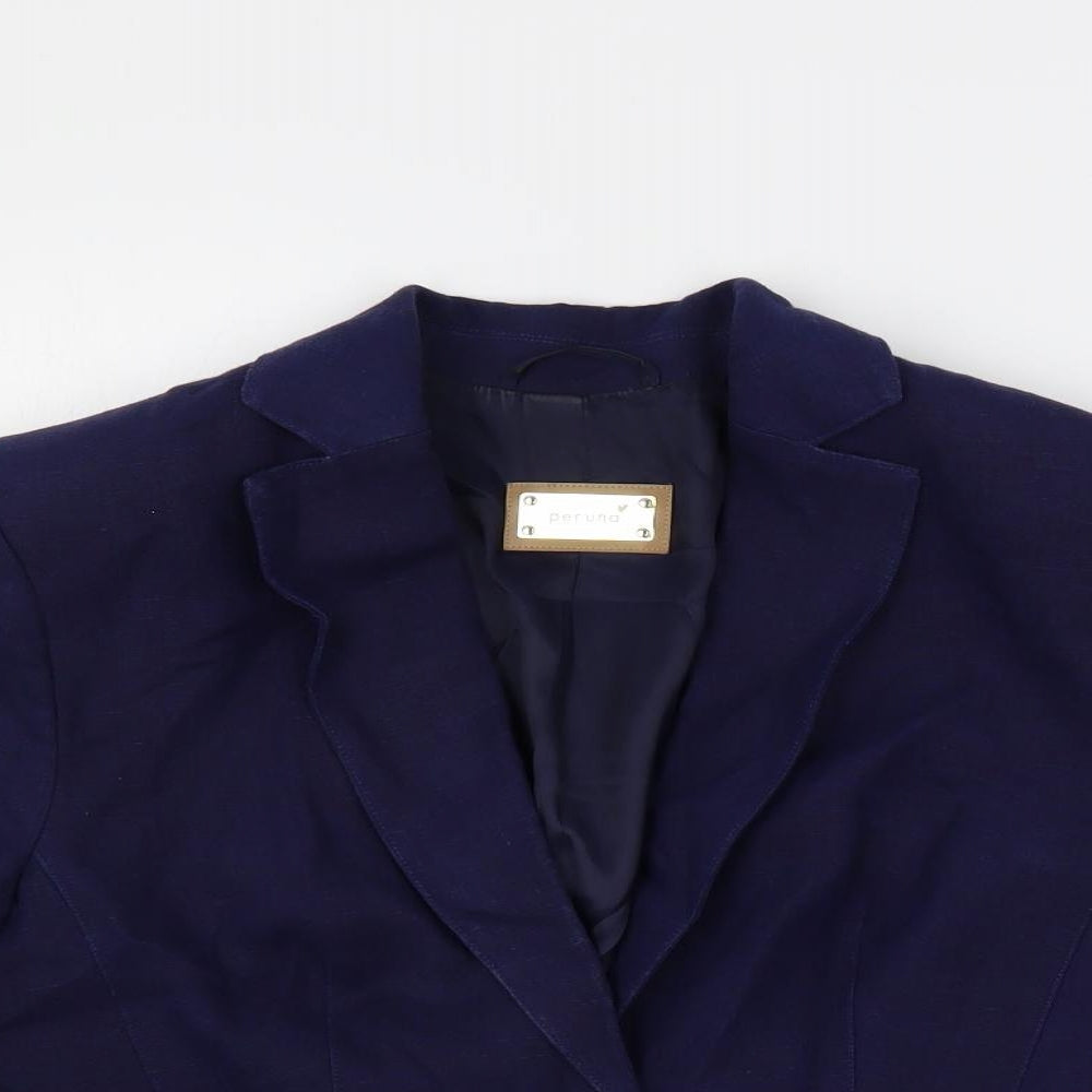 Per Una Womens Blue Jacket Blazer Size 10 Button