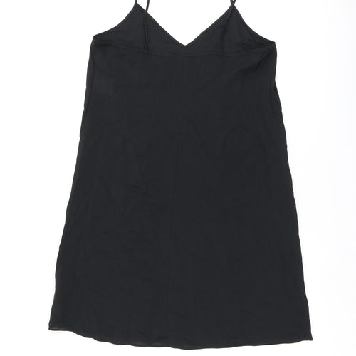 Marks and Spencer Womens Black Polyester Slip Dress Size 14 V-Neck Pullover