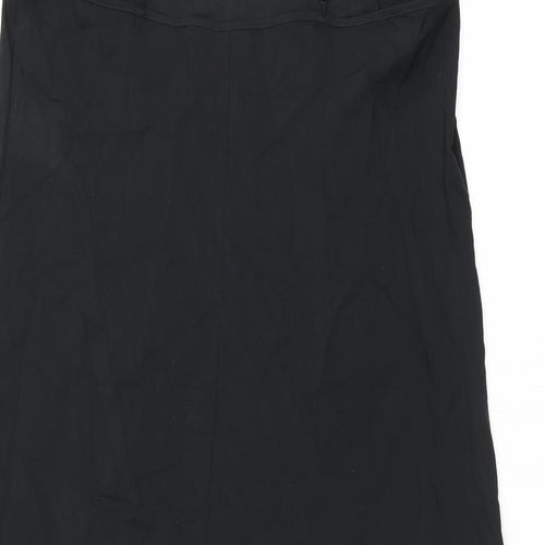 Marks and Spencer Womens Black Polyester Slip Dress Size 14 V-Neck Pullover