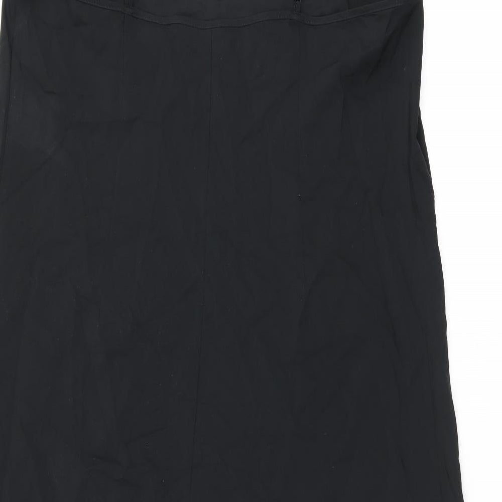 Marks and Spencer Womens Black Polyester Slip Dress Size 14 V-Neck Pullover