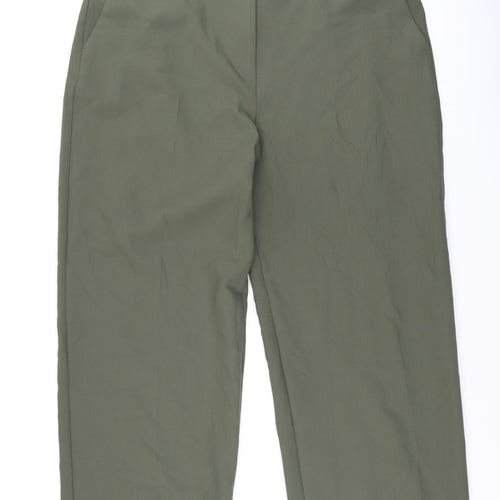 Marks and Spencer Womens Green Polyester Trousers Size 24 L29.5 in Regular Zip