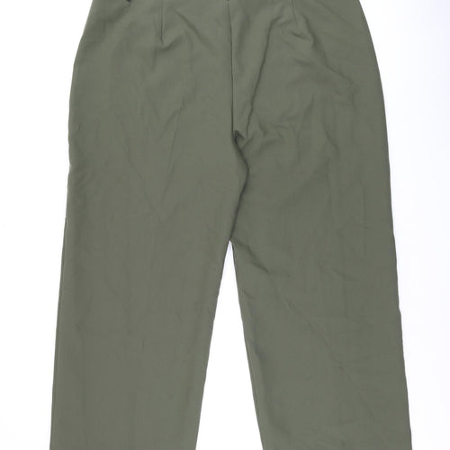 Marks and Spencer Womens Green Polyester Trousers Size 24 L29.5 in Regular Zip
