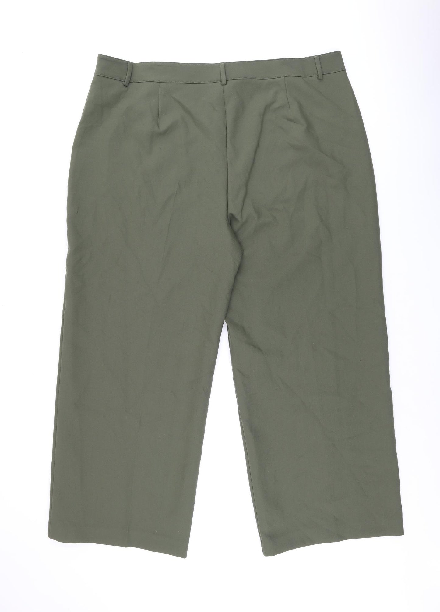 Marks and Spencer Womens Green Polyester Trousers Size 24 L29.5 in Regular Zip